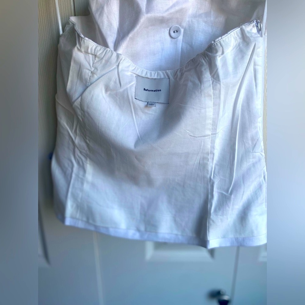 New Reformation Tate Elegant White Halter Linen Top Size 6 - Picture 11 of 14